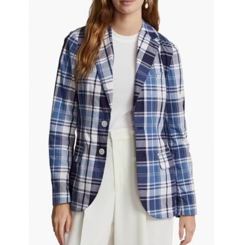RALPH LAUREN 💙 Blue Plaid Cotton Blazer
